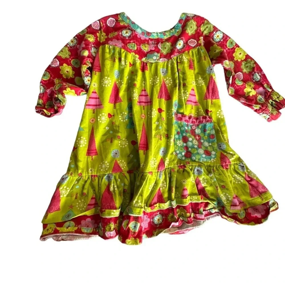 Jelly the Pug Christmas Dress 3T Long Sleeves Buttons Festive Holiday